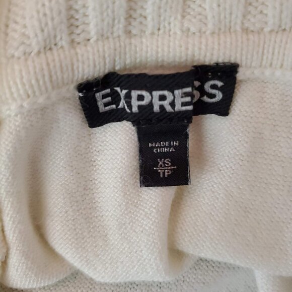 🏆132 Express Off the Shoulder Knit Sweater Ivory Tunic Top - Picture 2 of 5